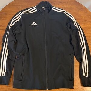 Adidas Men's Black Jacket with White Stripes